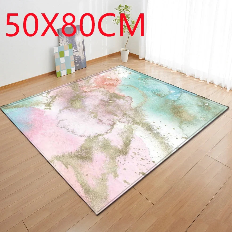 Rectangular polyester fibre carpet with marble pattern in 121.9x160cm and 50x80cm sizes