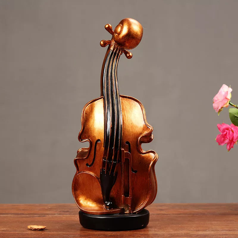 European style resin violin music box ornament for desktop decoration