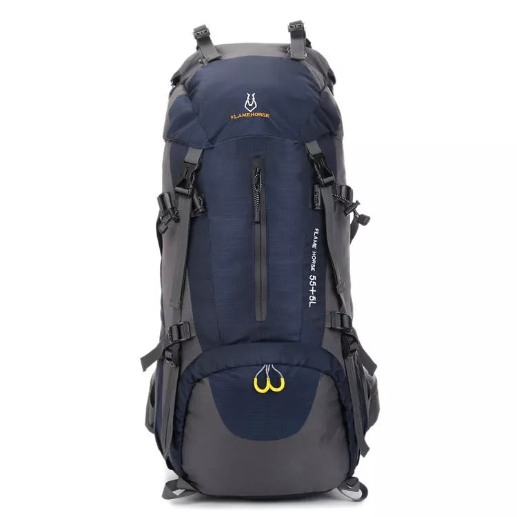 60L waterproof nylon mountaineering backpack in multiple colors for outdoor adventures