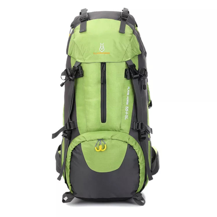 60L waterproof nylon mountaineering backpack in multiple colors for outdoor adventures