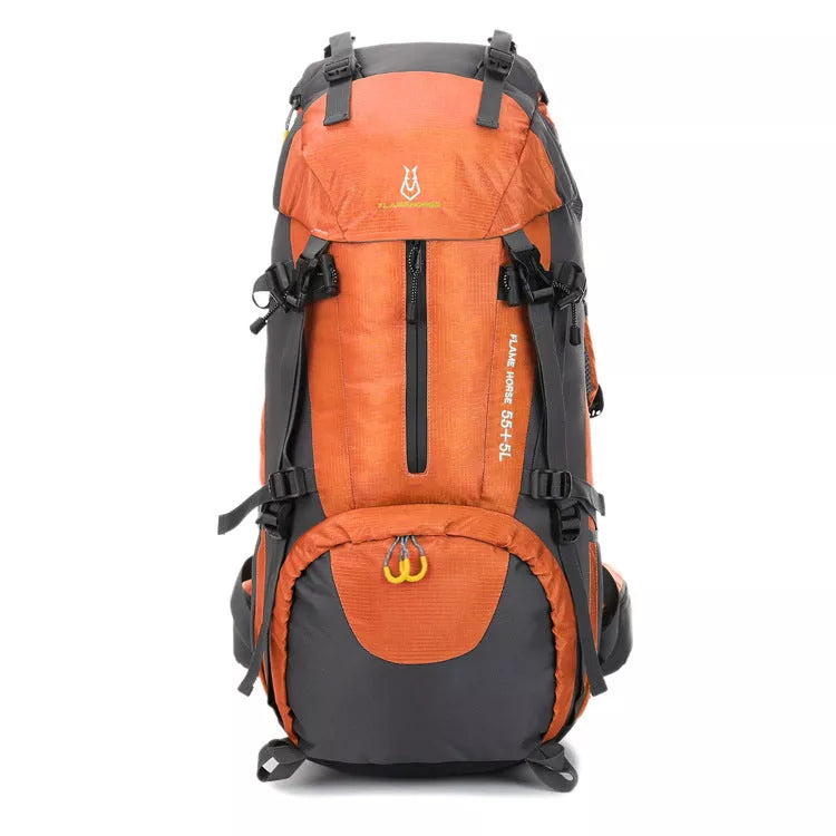 60L waterproof nylon mountaineering backpack in multiple colors for outdoor adventures