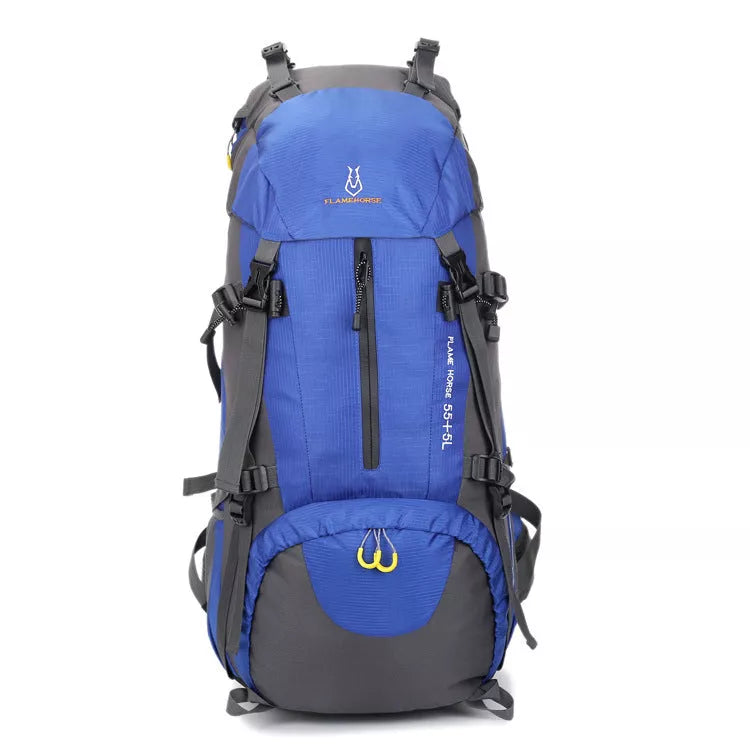 60L waterproof nylon mountaineering backpack in multiple colors for outdoor adventures
