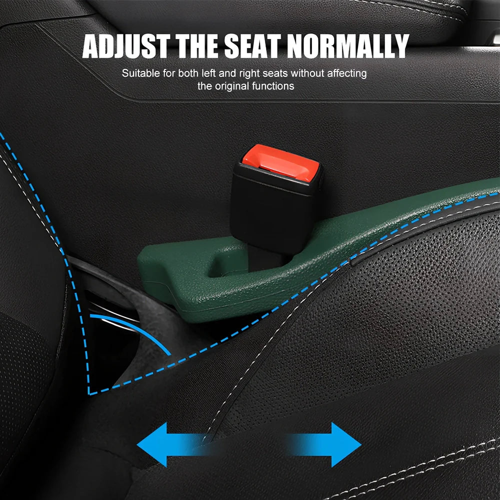 Black and green car seat gap filler strips, 5cm thick PU material, universal fit for vehicles