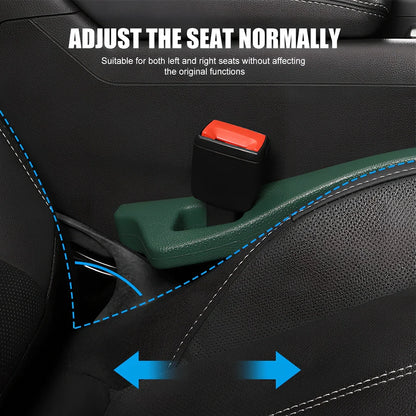 Black and green car seat gap filler strips, 5cm thick PU material, universal fit for vehicles