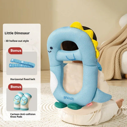 Cartoon animal themed anti-collision pillow for infant head and knee protection.