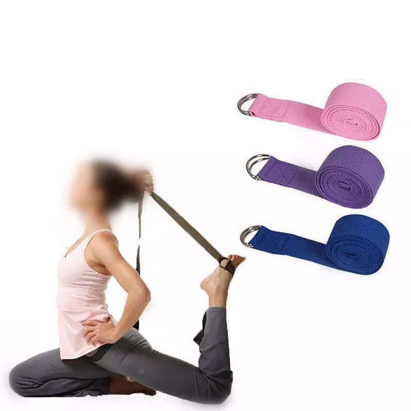 Adjustable cotton yoga tension band in various colors for enhanced flexibility and strength training