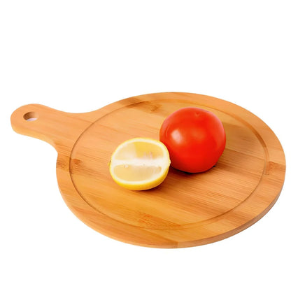 33x18cm bamboo fibre pizza chopping board with natural finish and rounded edges