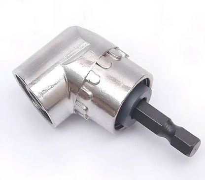 Universal flexible shaft adapter with 105-degree angle and magnetic bit lock for confined space screw access