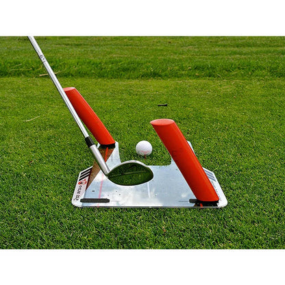 Red plastic putting practice mirror for golf training