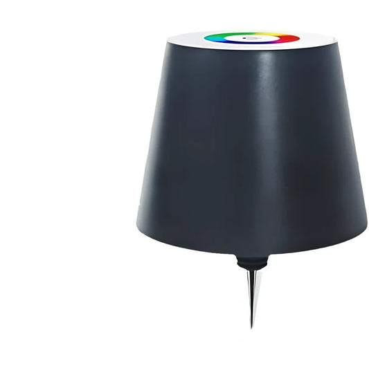 White cylindrical LED wine bottle table lamp with touch dimming and USB charging port