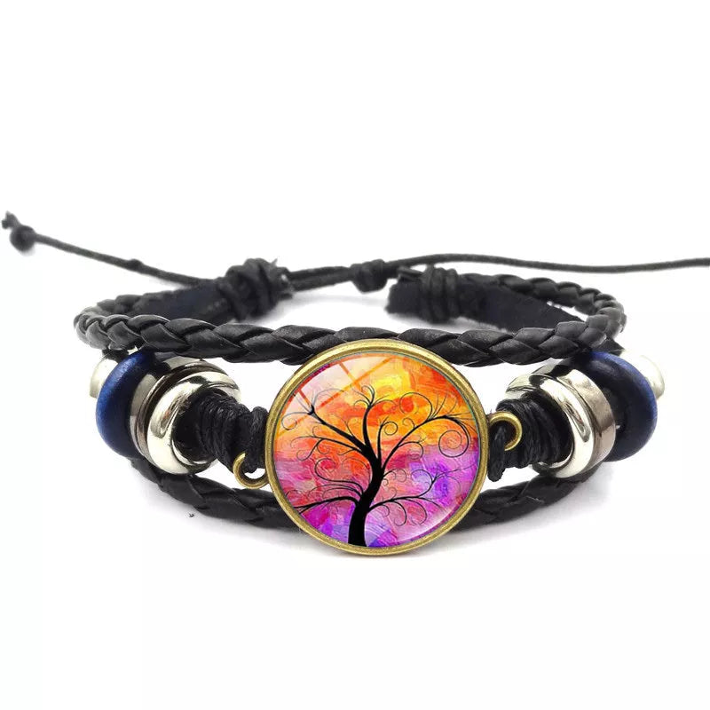 Handmade Tree of Life Bracelet with multilayer braided design in black