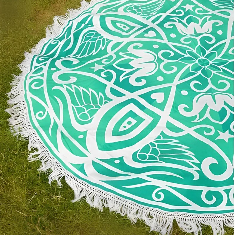 150cm Bohemian pattern beach towel with quick-dry polyester in five colour options