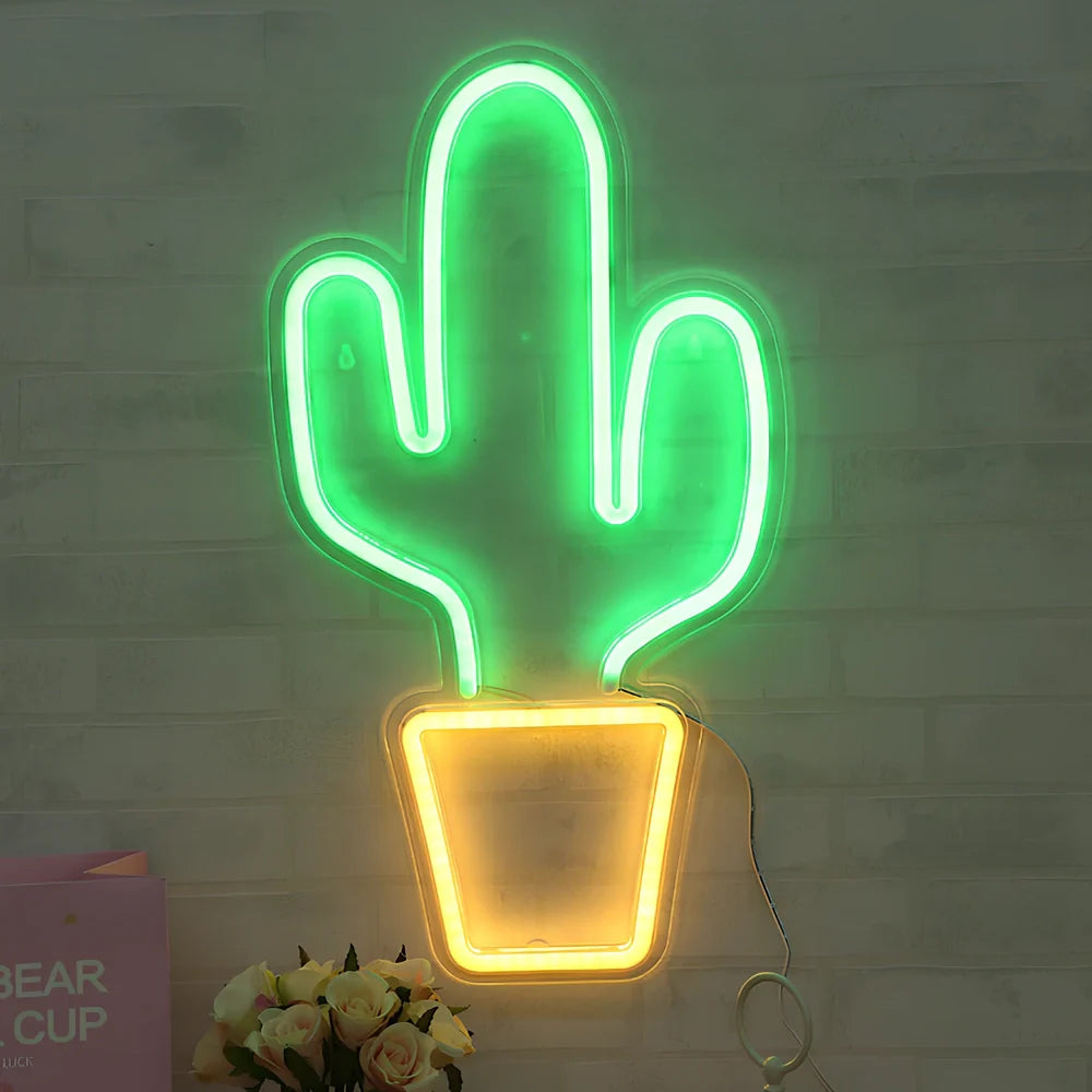USB-powered LED neon wall lamp in flexible PVC with multiple colour options and design shapes