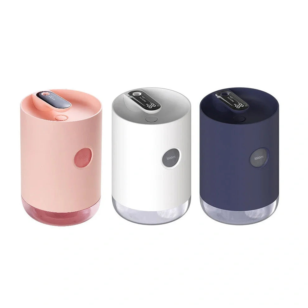 Wireless USB humidifier in blue, pink, or white colours with 1.0-2.5 litre water tank for rooms under 10 square metres