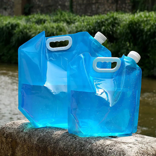 PVC Outdoor Camping Hiking Foldable Portable Water Bags Container in blue, non-toxic and food-grade