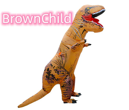 Jurassic World inflatable T-Rex costume standing 2.2m tall with battery fan and complete accessory set