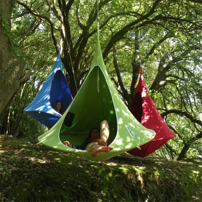 Flying Saucer Lightweight Portable Nylon Hammock in various colors and sizes for camping and backpacking