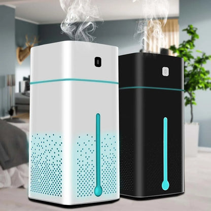 Black and white home office desktop humidifier measuring 103x103x218mm with 1000ml capacity and USB interface