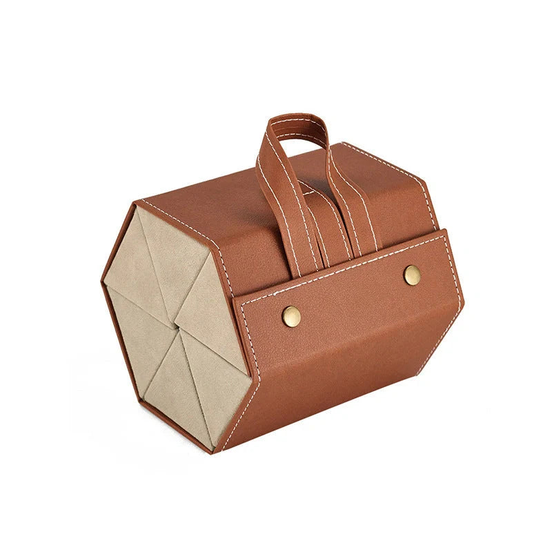 Foldable PU leather sunglasses and eyeglasses organizer case with five slots