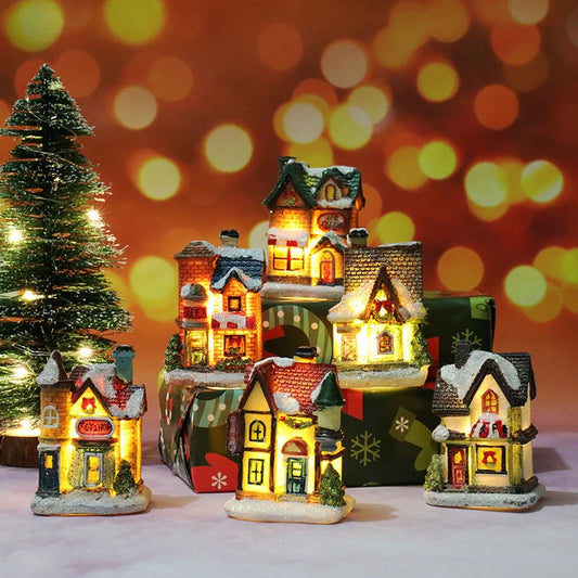 Christmas Micro Landscape Resin House Ornament with detailed festive design