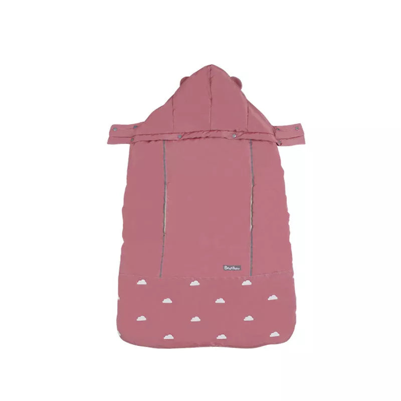 Adjustable windproof baby carrier cloak in blue, dark grey, or wine red with reflective tape