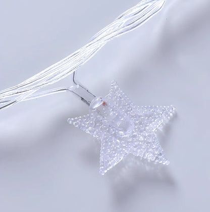LED five-pointed star string lights with copper wiring in multiple colour options and length configurations