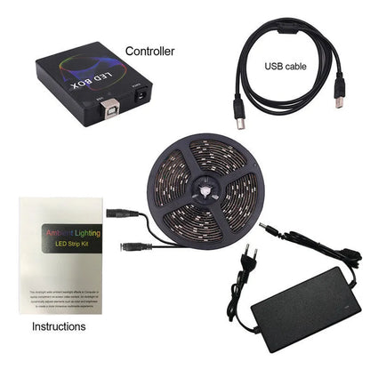 Monitor LCD colour sync LED light belt with 60 LEDs per metre for TV background lighting
