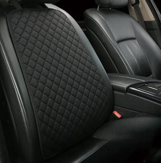 Flax linen car seat cover protector in beige, black, red and brown, with cushion and five-seat style options.