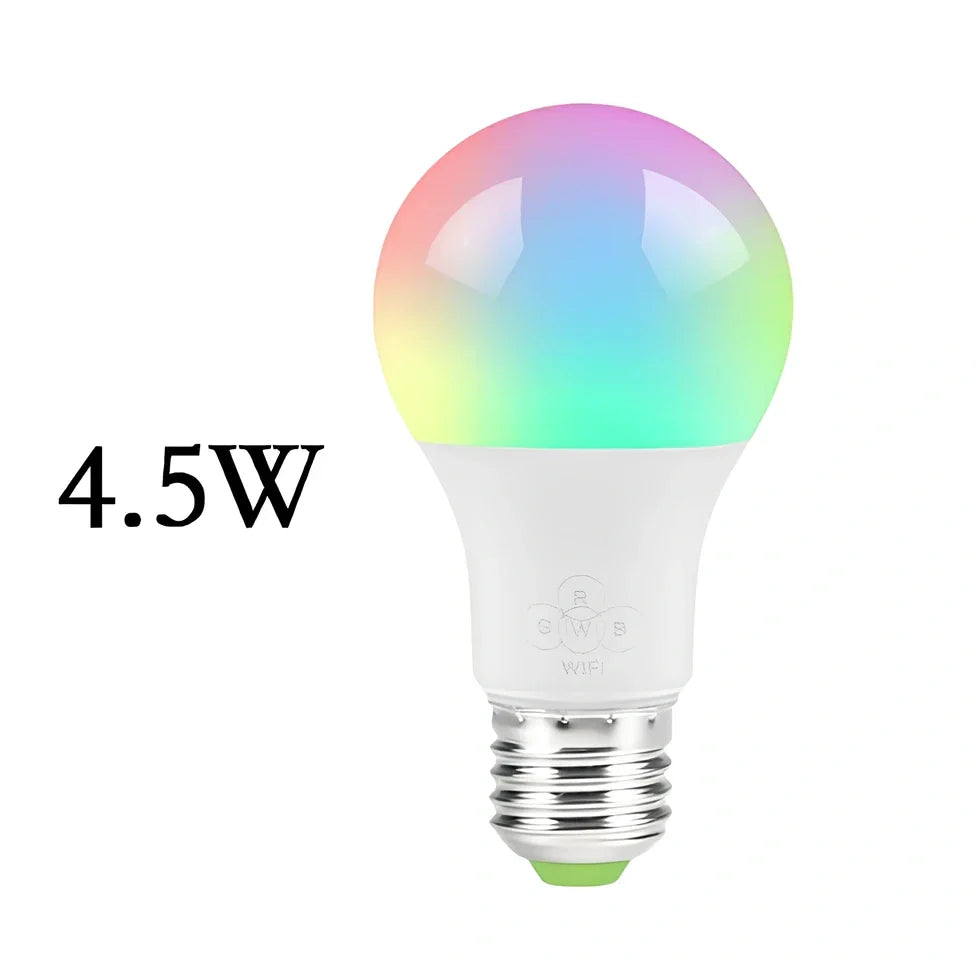 Round Bluetooth smart LED bulb with E27/B22 fittings, 60mm diameter, colour temperature adjustment 2700K-6500K