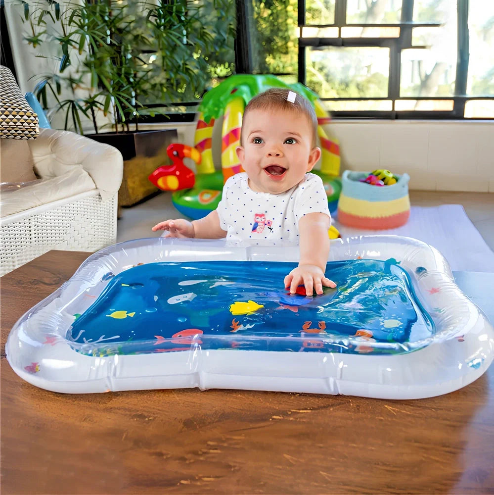 Children's 66x50cm inflatable PVC water cushion with cartoon patterns, deflated for portability, safe for outdoor cooling play