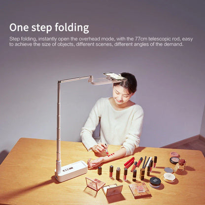 Premium adjustable selfie stick with Bluetooth remote control and built-in ring light for capturing professional-quality photos and videos