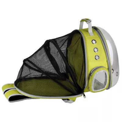 Portable pet backpack carrier with 360-degree transparent bubble design for small pets