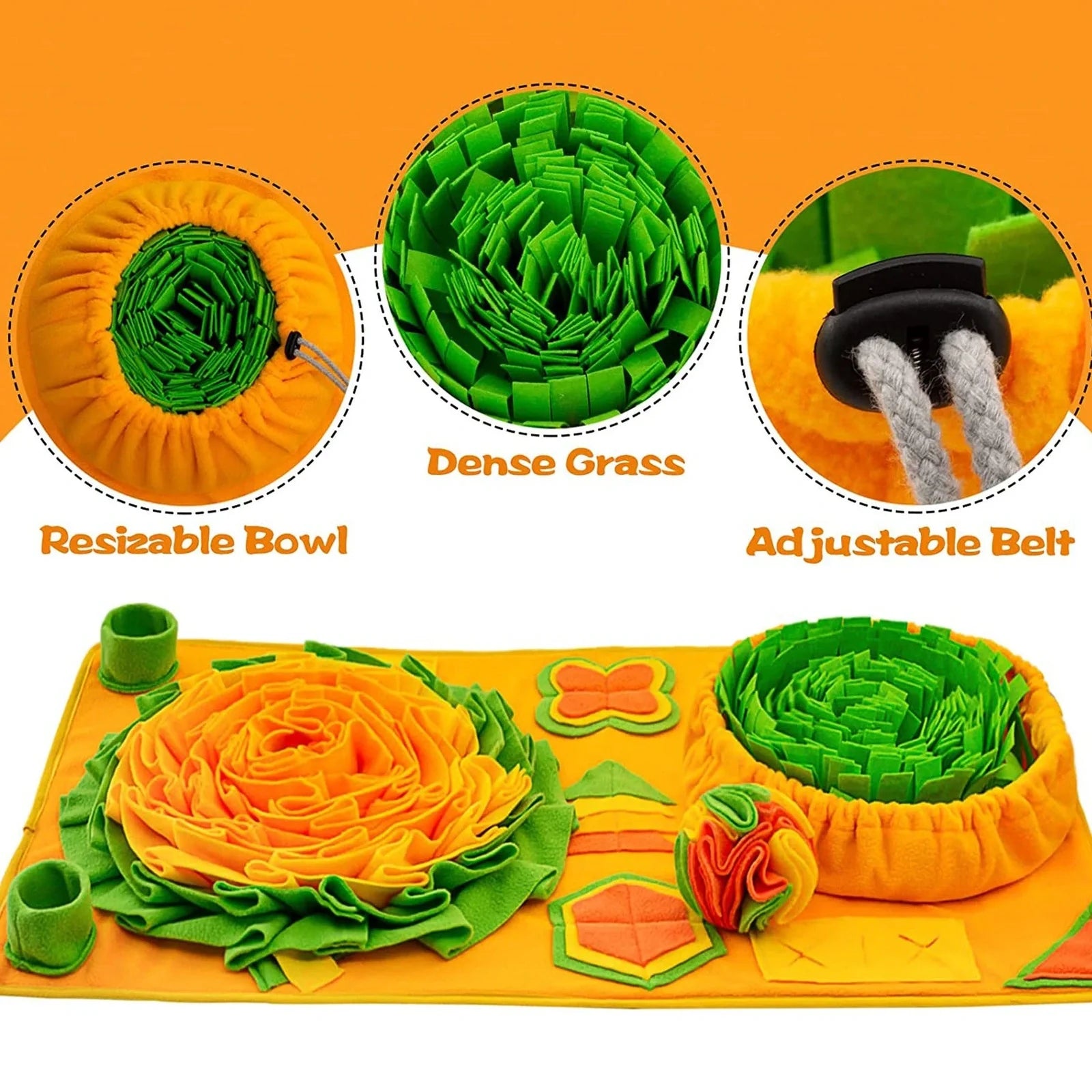 85x50cm dog snuffle mat with removable polar fleece balls on non-slip backing