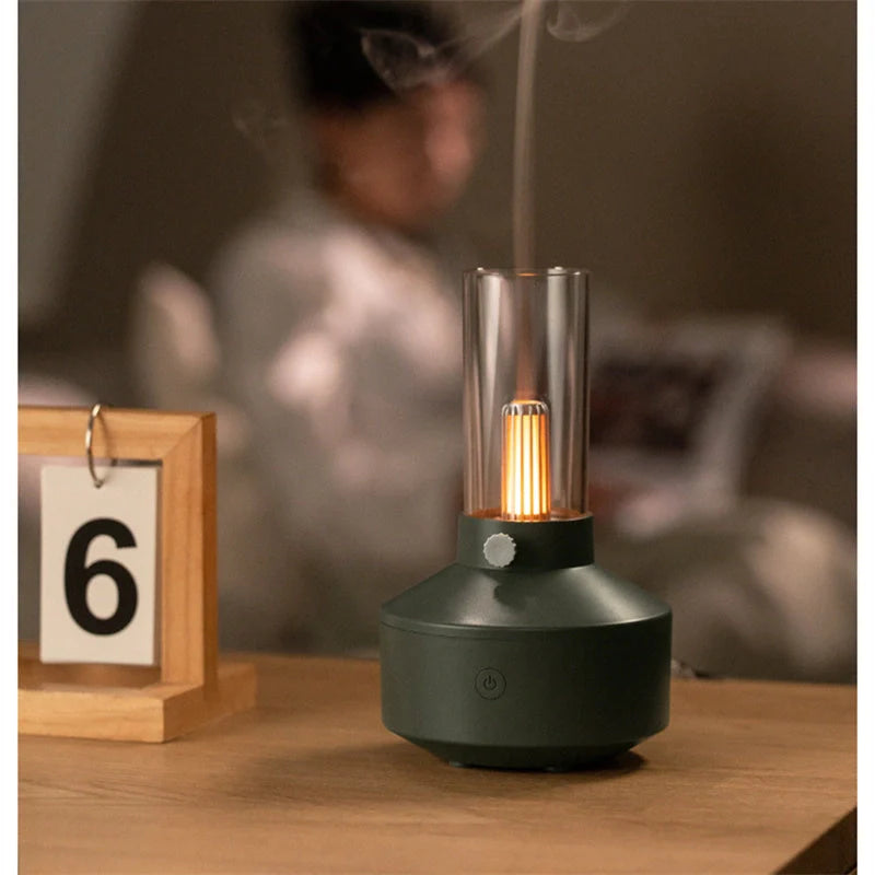Retro light aroma diffuser with LED night light and humidifier in white and black