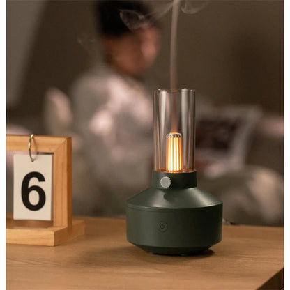 Retro light aroma diffuser with LED night light and humidifier in white and black