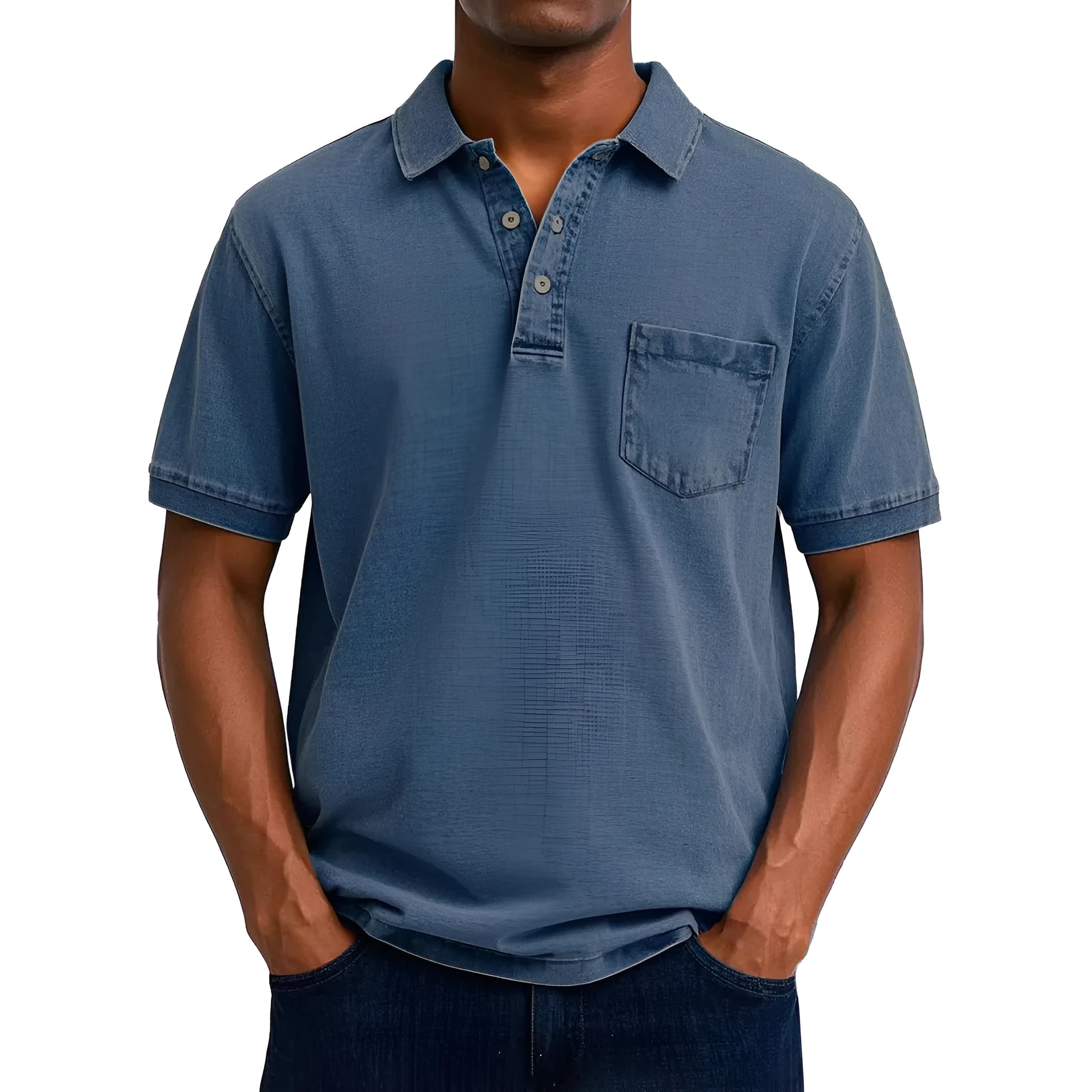 Men's printed short sleeve shirt in Korean cardigan style with slim fit and multiple colour options