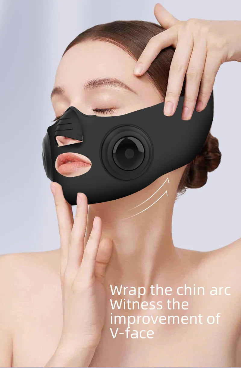 Black handheld photon beauty device for facial skincare with USB charging port