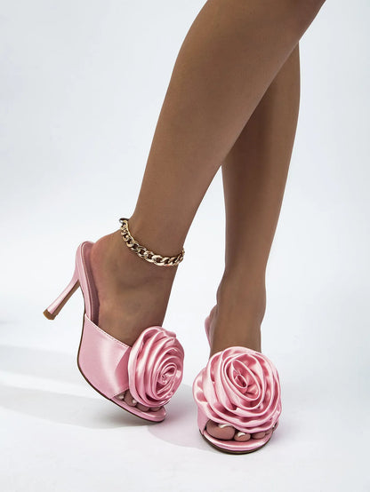 Ladies stiletto heel high heels in black, pink, or apricot with PU upper, PU lining, rubber sole, round toe, sizes 35-42.