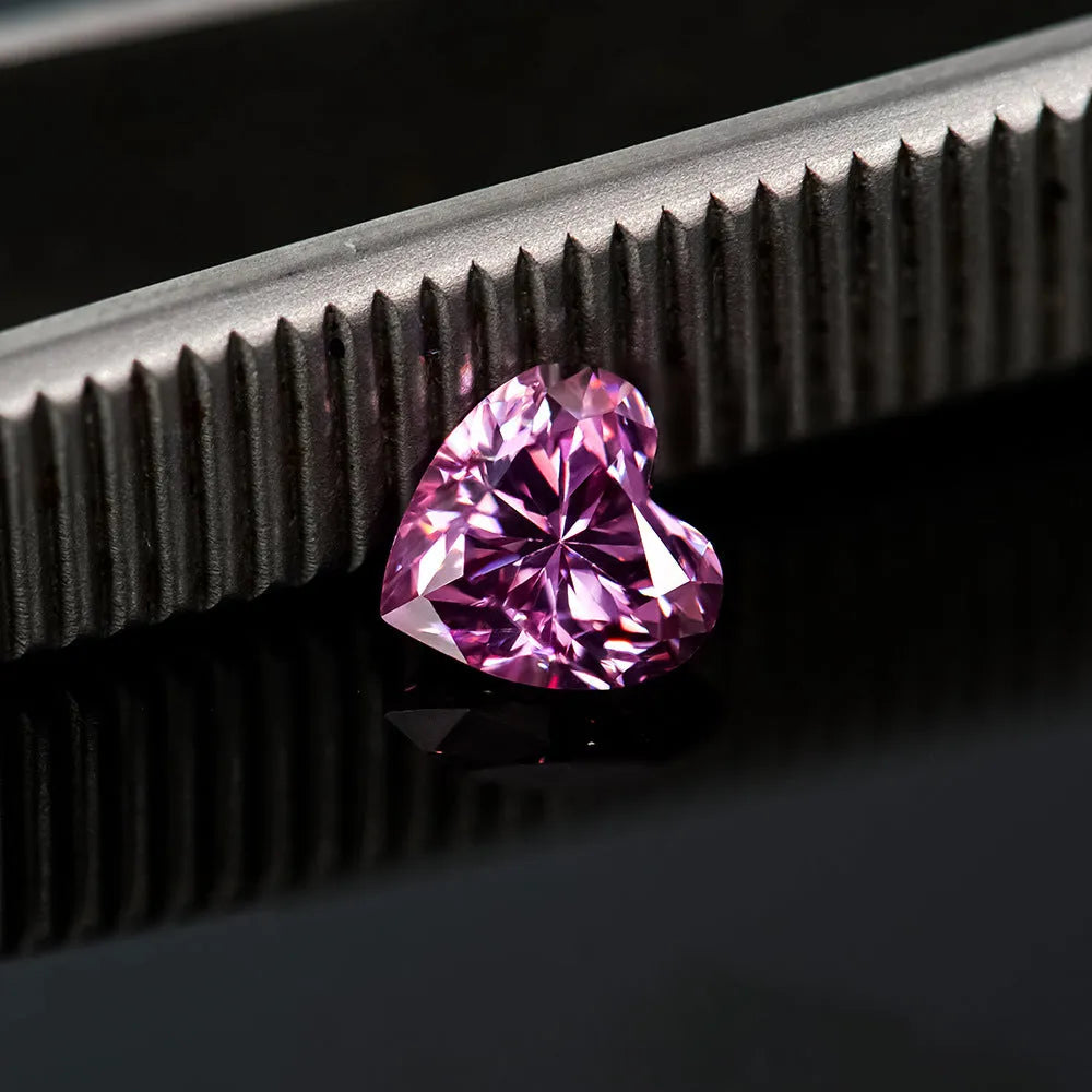 Heart-shaped moissanite stones in multiple colours and sizes for jewellery making