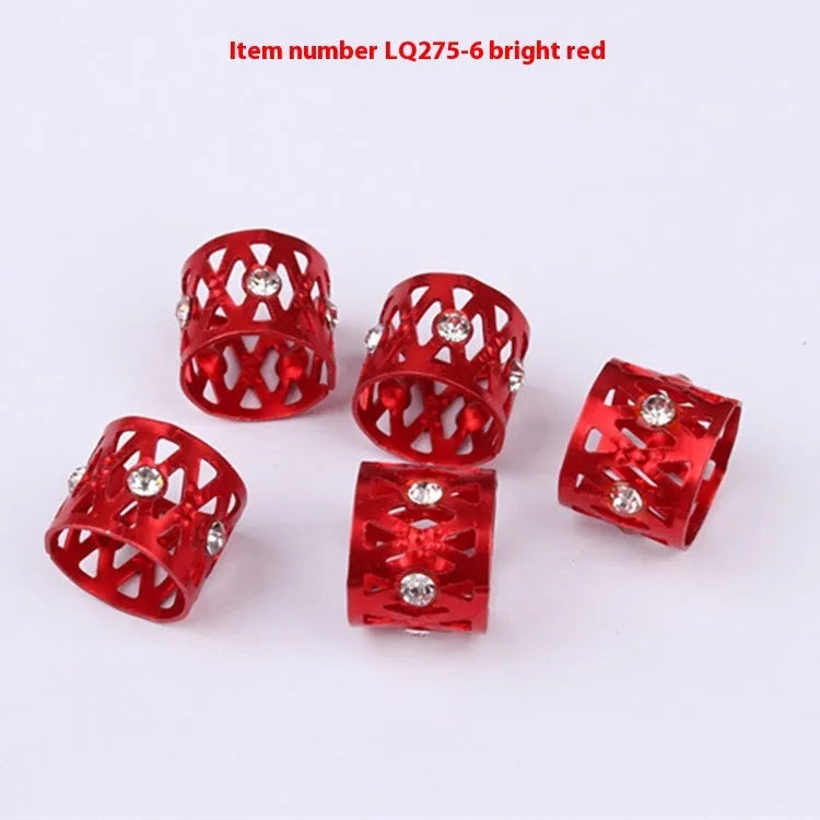 Aluminium wig decoration hair ring with hollow jeweled design in multiple colour options