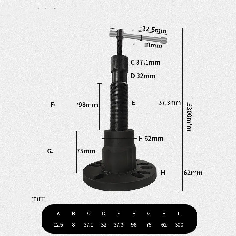 Chrome vanadium steel wheel hub drum brake removal tool with three style heads for different vehicles.