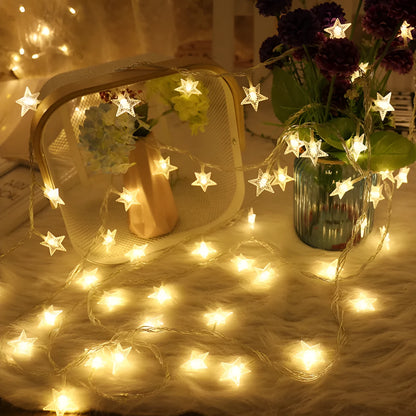 3-metre LED star light string with 20 warm white bulbs in glass shells for indoor and outdoor decoration