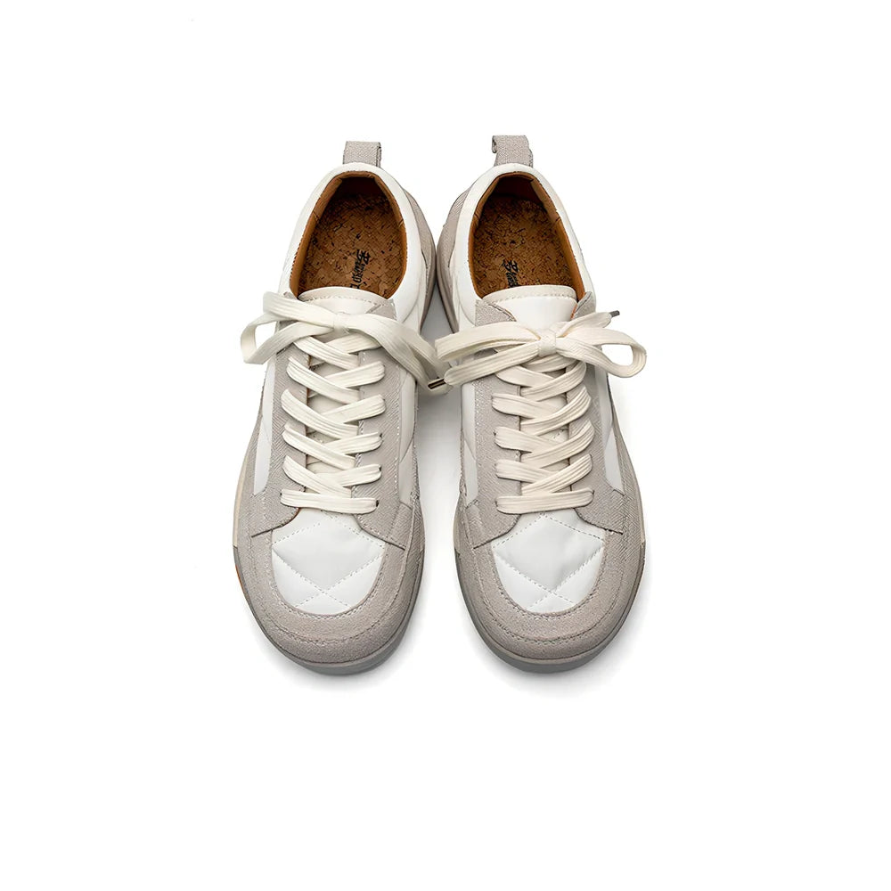 Grey men's sports casual outdoor shoes with wear-resistant soles shown from side angle