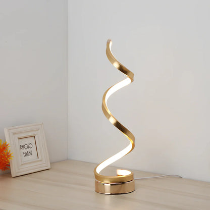 Adjustable LED bedside table lamp in gold finish with dimming switch and European-style design