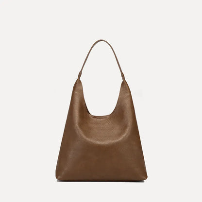 Women's PU tote bag 37x11x60 cm with small pouch, shown in Maillard brown and black colour options