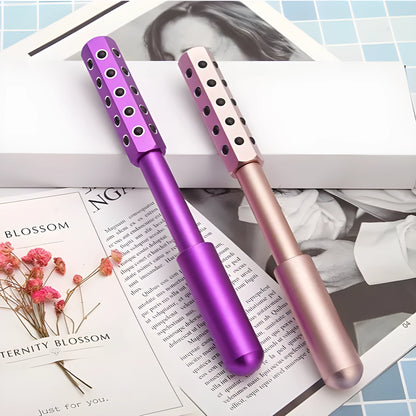Germanium particles roller beauty massage instrument with 24 purple beads for facial contours