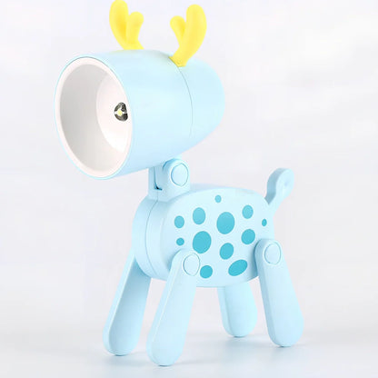 Hand-made mini night lamp with cartoon animal design in blue, measuring 33x55x80mm