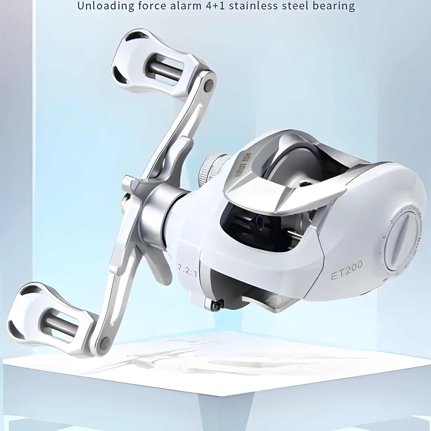 Small white bait casting fishing reel with drip wheel mechanism