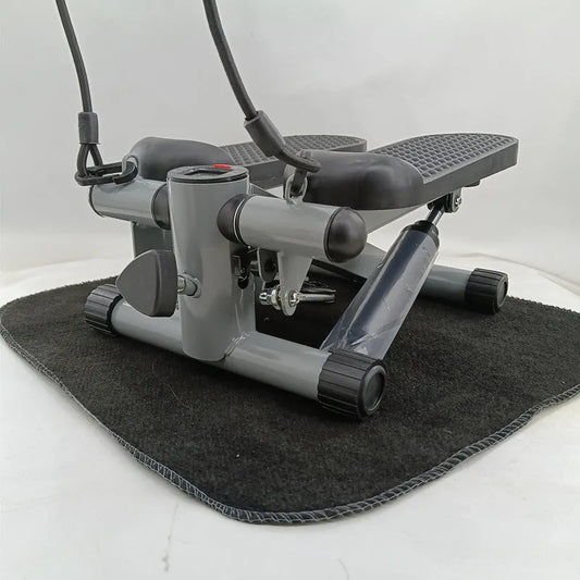 Silver grey hydraulic mini treadmill with stepping pedals for home waist slimming exercises