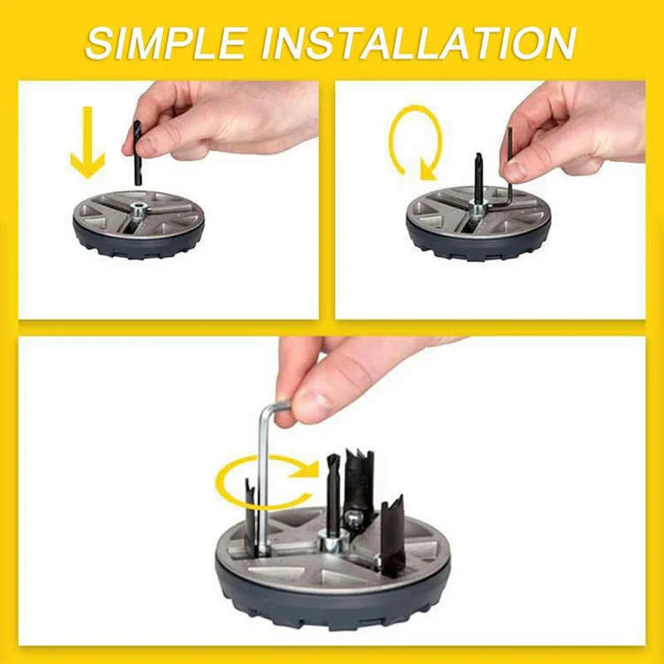 Versatile adjustable punch saw with a wide range of cutting diameters, allowing precise hole cutting in wood and other materials